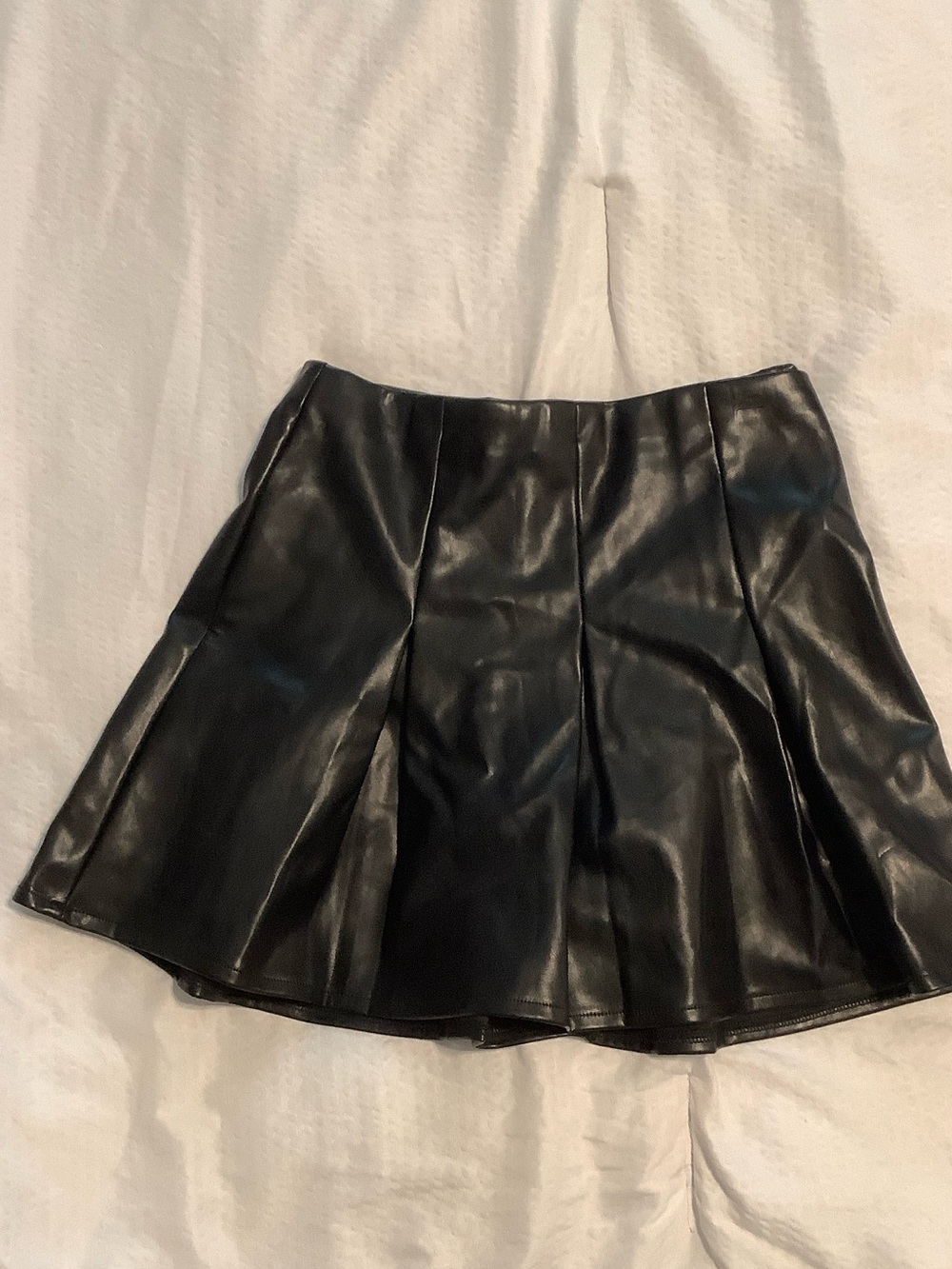 art class girls Black Faux Leather Circle Skirt